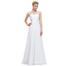 Starzz Sleeveless Chiffon Ball Gown White Simple Evening Dress Party Dress ST000064-2